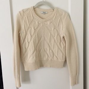 Madewell cropped ivory cable knit sweater